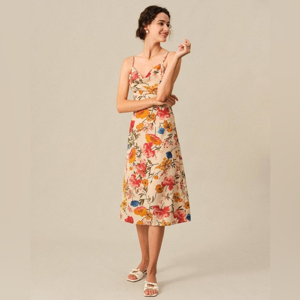 NWT! The Cowl Neck Suspender Midi Dress